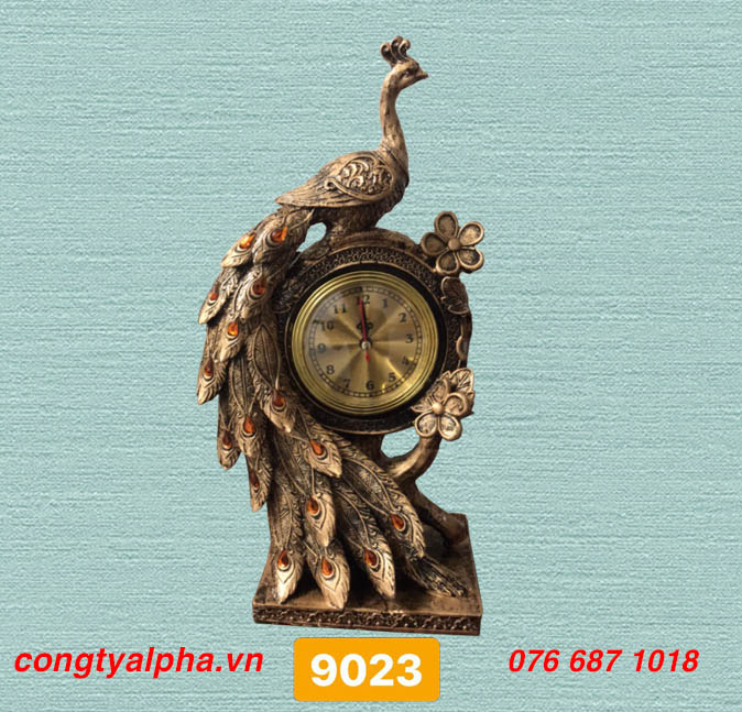 đồng hồ để bàn nghệ thuật chim công
