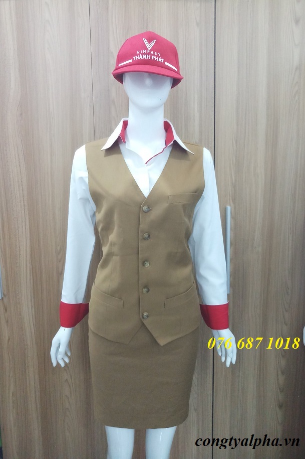 may đồng phục sơ mi có áo ghi lê